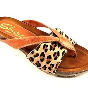 Sbicca lumni vintage leopard leather sandals